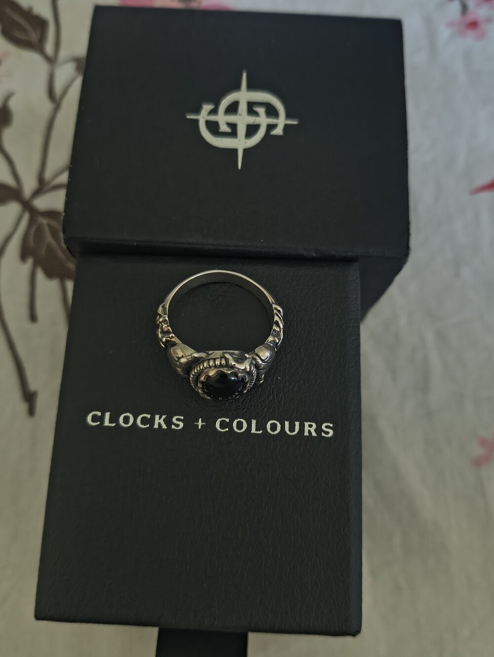 Clocks + Colours Women's Black Stone Sterling Ring
